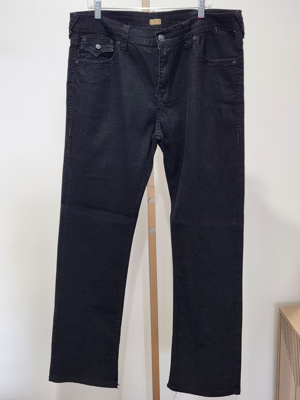 True Religion Ricky Straight Leg Flap Pocket Jeans - Black - Size 38 - NWOT